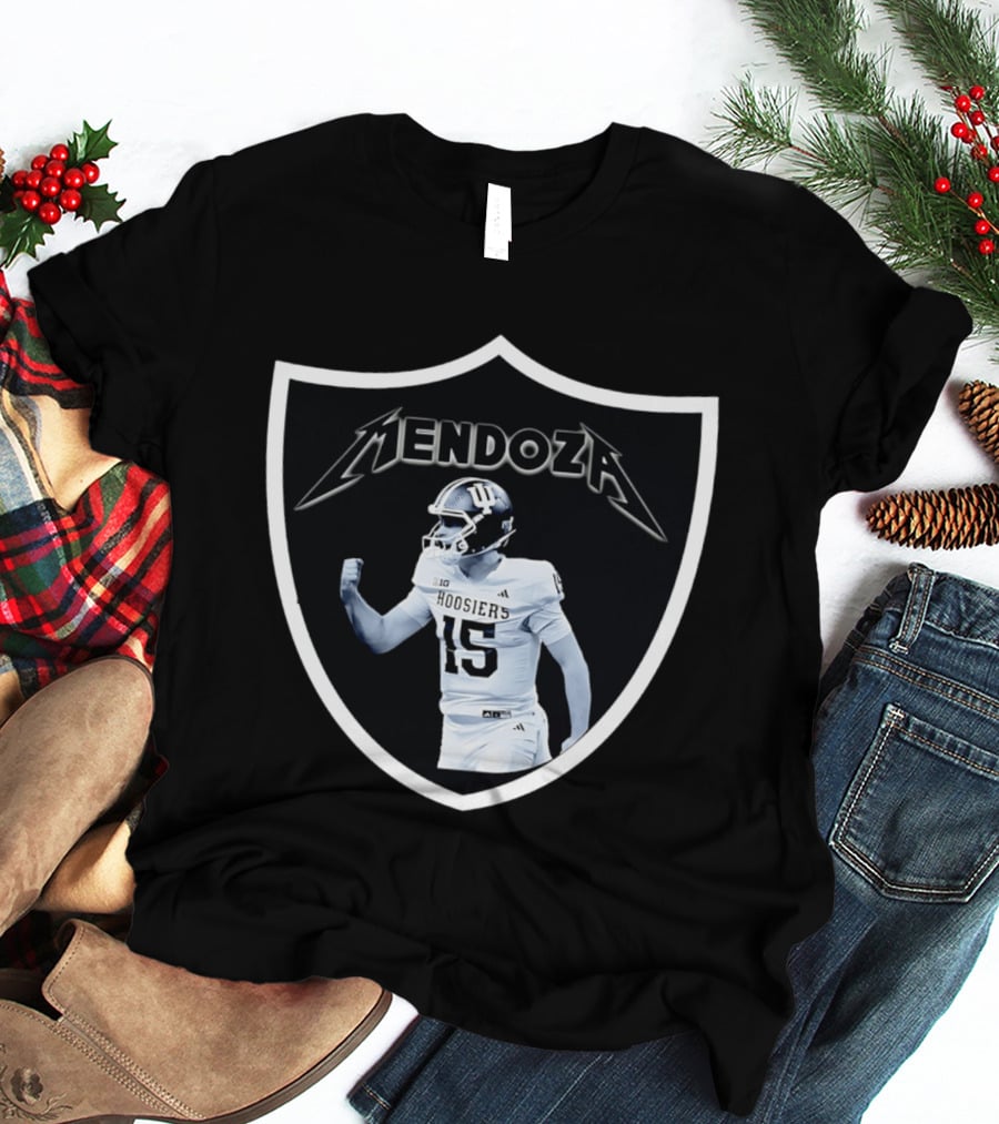 Mendoza Hoosiers 15 Shield Style Las Vegas Raiders T-Shirt