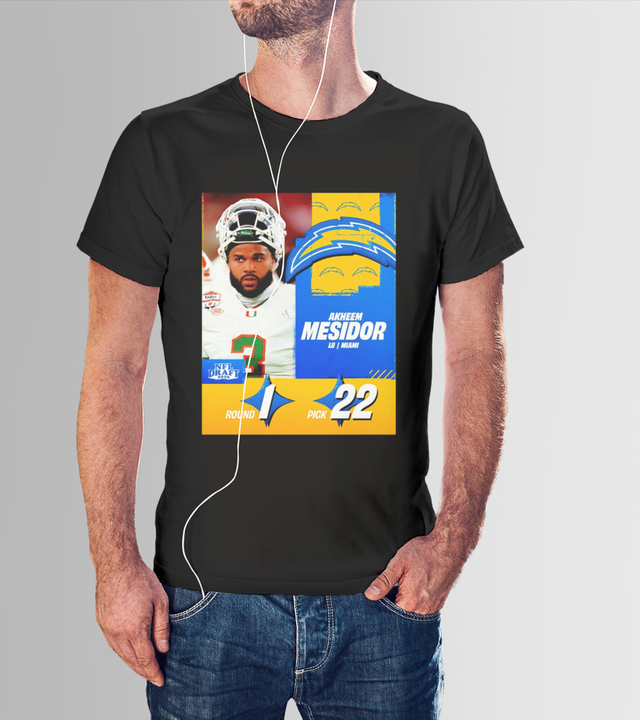 NFL Draft 2026 Los Angeles Chargers Akheem Mesidor Round 1 Pick 22 T-Shirt