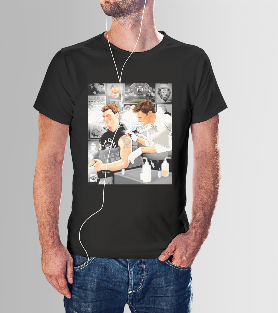 Las Vegas Raiders Fernando Mendoza Tom Brady Tattoo Moment With Raiders Art And Iconic Characters T-Shirt