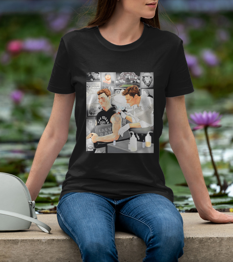 Las Vegas Raiders Fernando Mendoza Tom Brady Tattoo Moment With Raiders Art And Iconic Characters T-Shirt