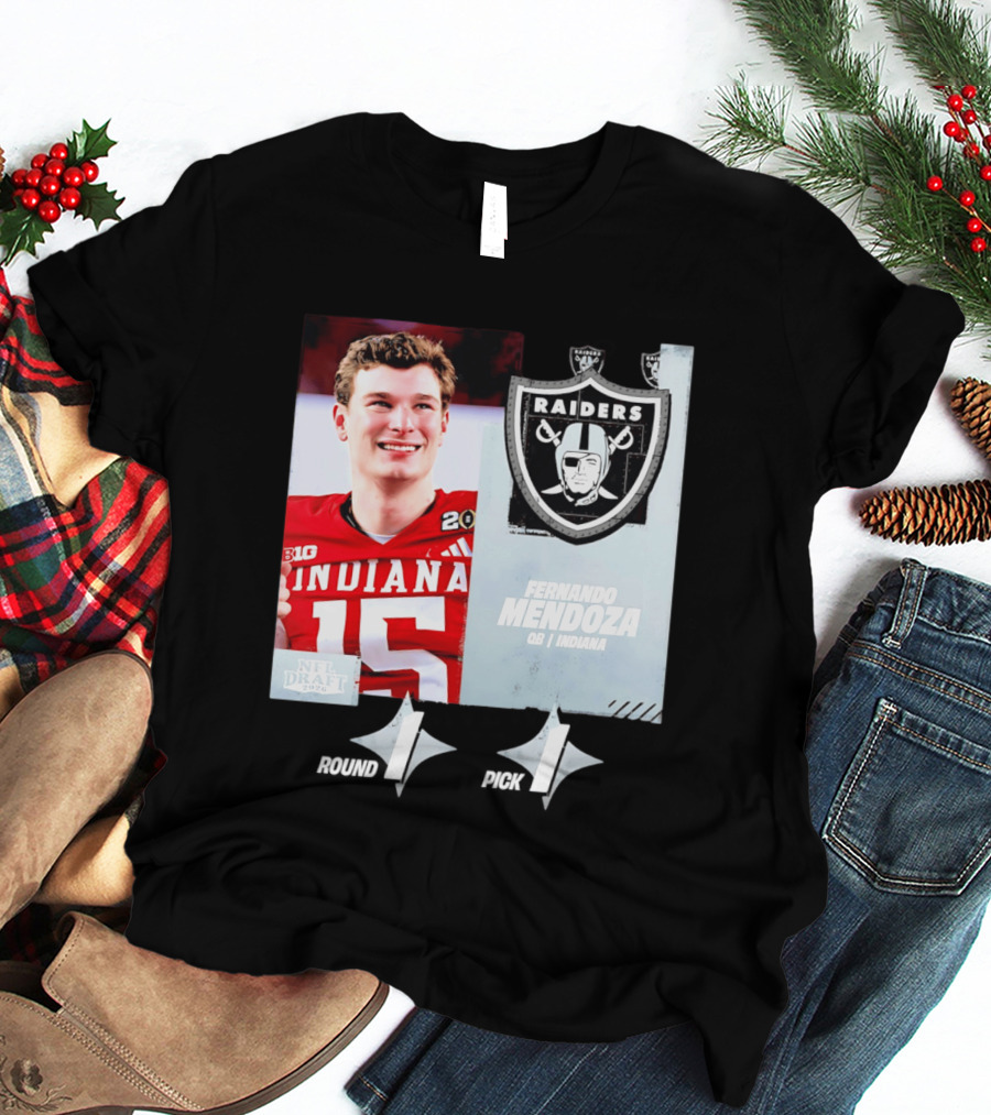 Fernando Mendoza QB Indiana Las Vegas Raiders Round 1 Pick 1 NFL Draft 2026 T-Shirt