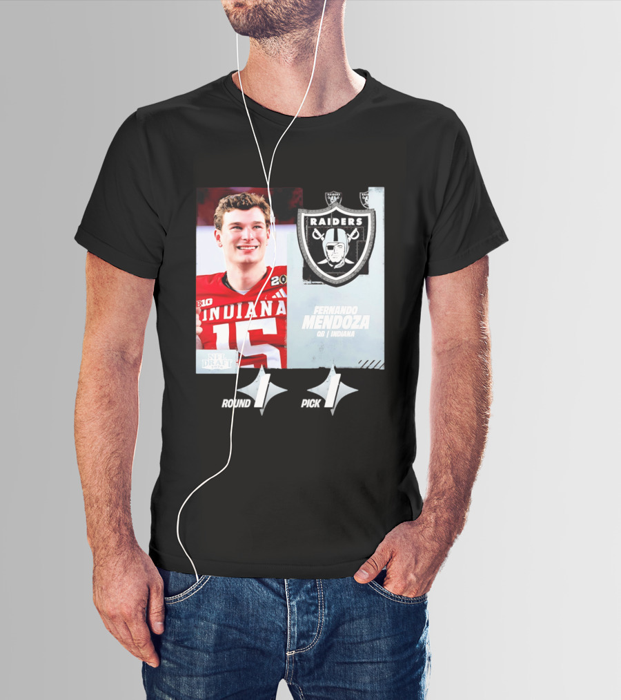Fernando Mendoza QB Indiana Las Vegas Raiders Round 1 Pick 1 NFL Draft 2026 T-Shirt