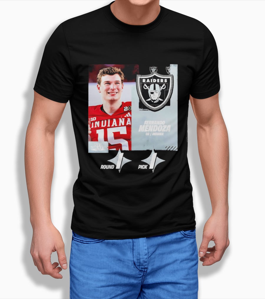 Fernando Mendoza QB Indiana Las Vegas Raiders Round 1 Pick 1 NFL Draft 2026 T-Shirt