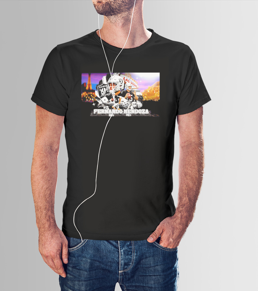 Fernando Mendoza Raiders Las Vegas Lights Casino Dice Football Draft T-Shirt
