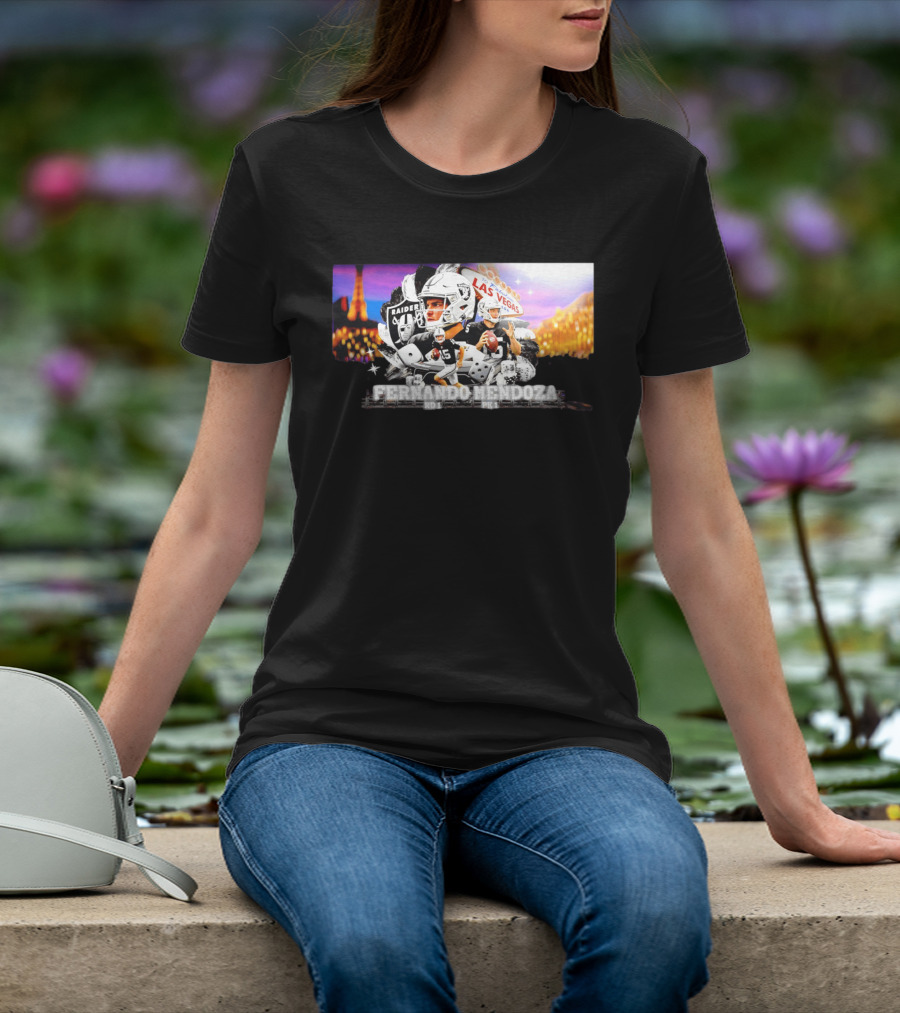 Fernando Mendoza Raiders Las Vegas Lights Casino Dice Football Draft T-Shirt