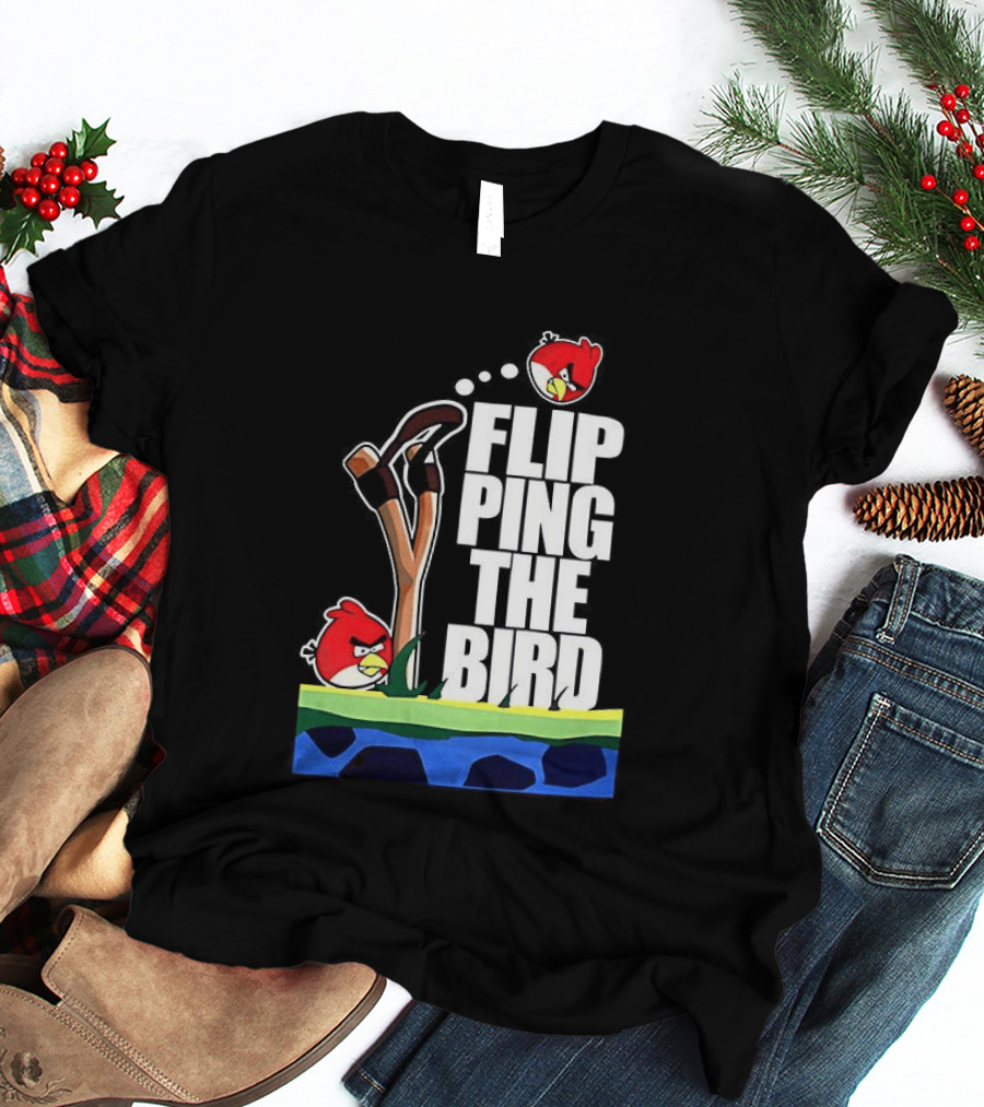 Flipping The Bird Angry Slingshot Birds T-Shirt