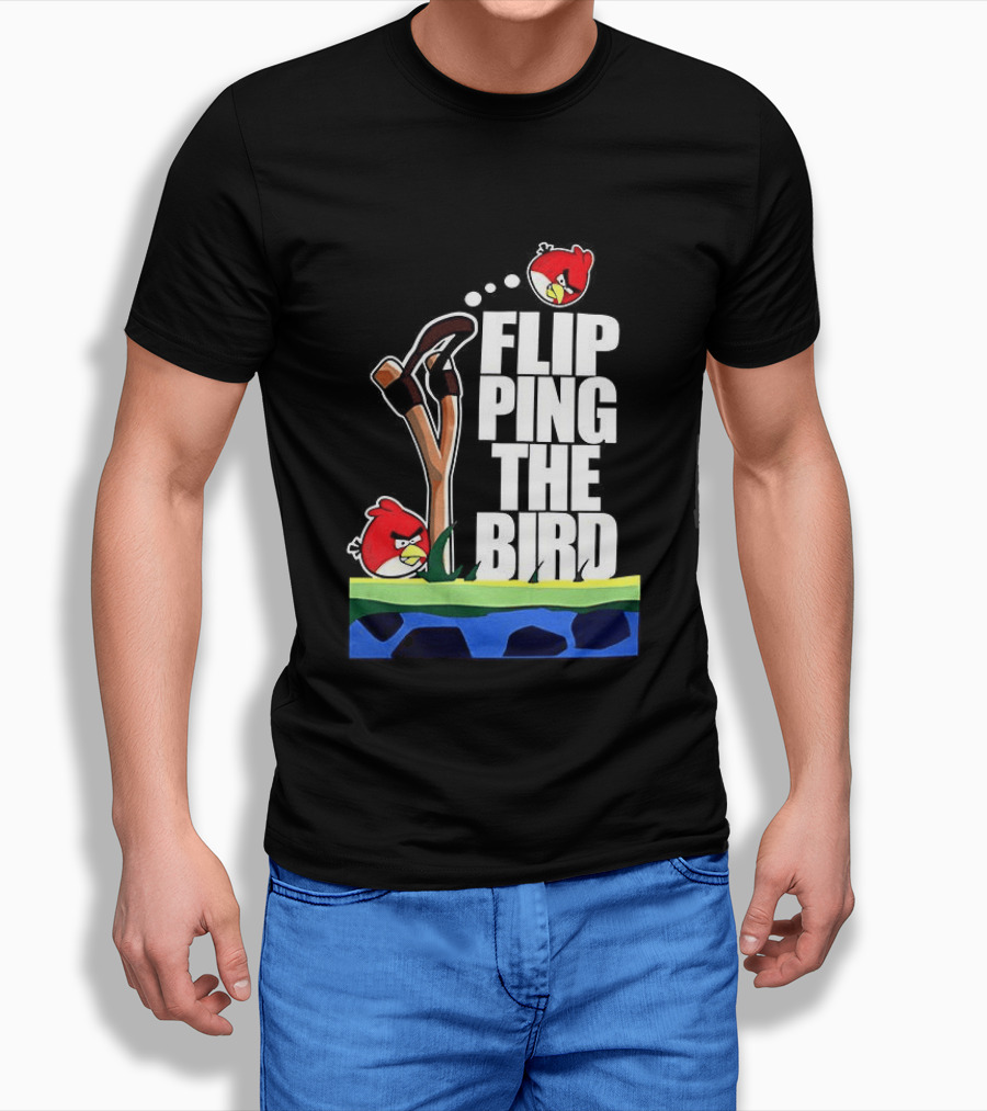 Flipping The Bird Angry Slingshot Birds T-Shirt