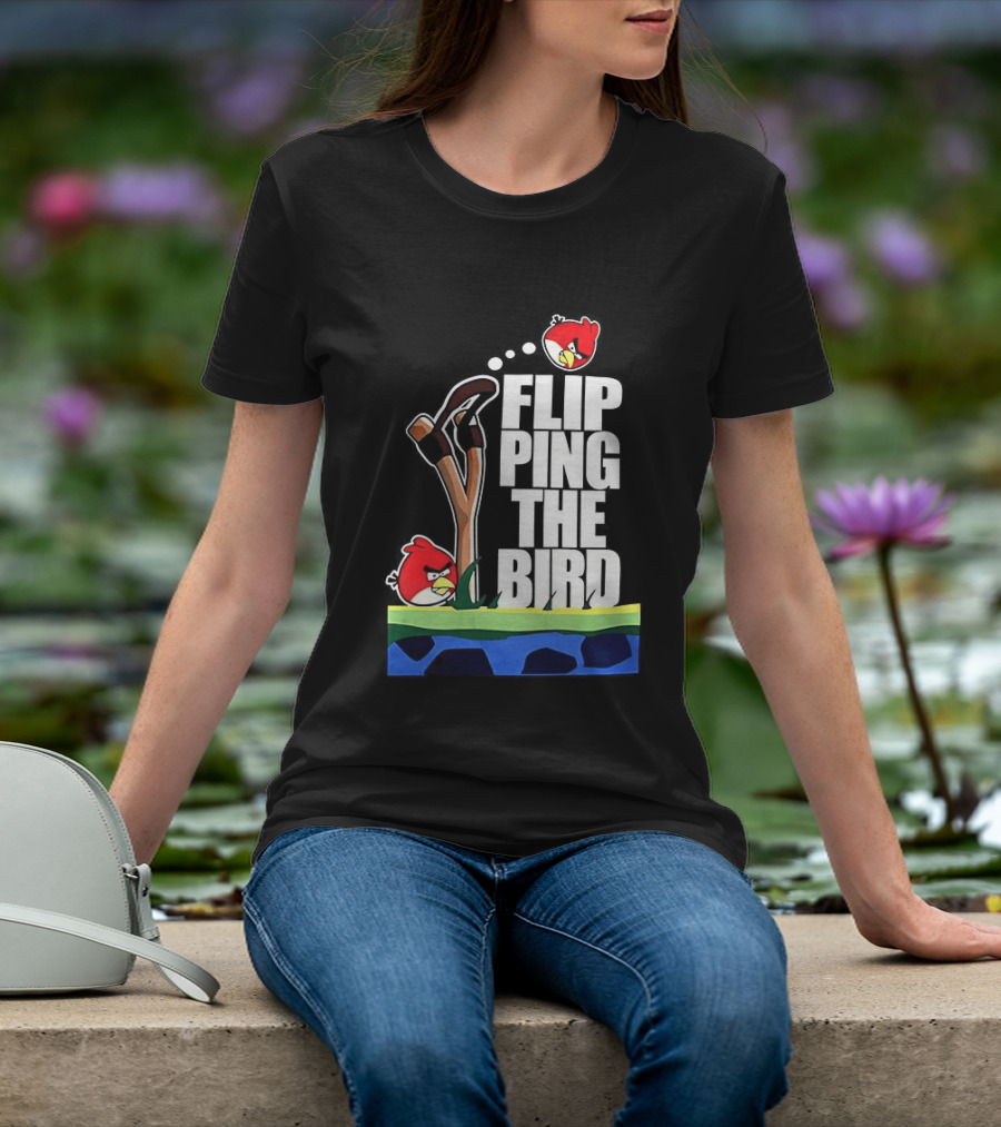 Flipping The Bird Angry Slingshot Birds T-Shirt