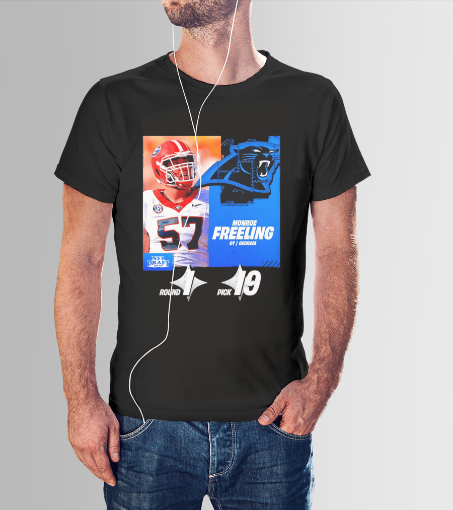 Monroe Freeling Georgia OT Round 1 Pick 19 Carolina Panthers 2026 NFL Draft T-Shirt