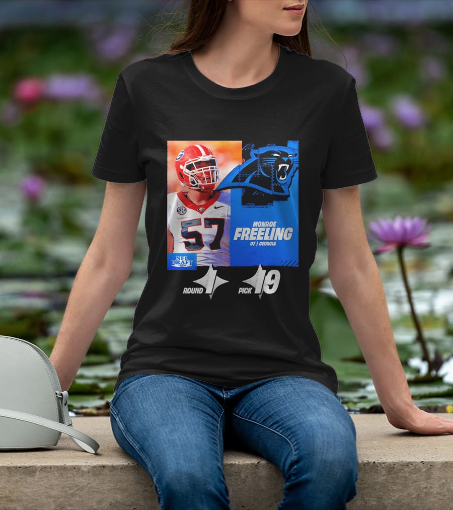 Monroe Freeling Georgia OT Round 1 Pick 19 Carolina Panthers 2026 NFL Draft T-Shirt