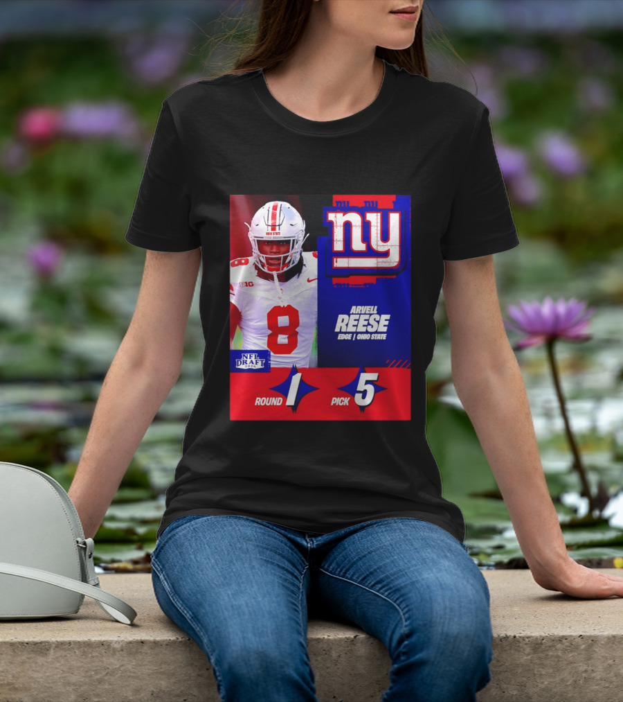 New York Giants NFL Draft 2026 Arvell Reese Ohio State Round 1 Pick 5 T-Shirt