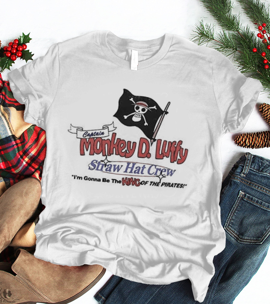 Monkey D Luffy Straw Hat Crew King Of The Pirates Skull Flag T-Shirt