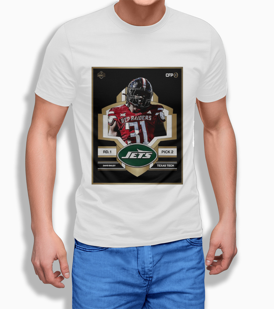 New York Jets Draft 2026 Texas Tech Red Raiders David Bailey Round 1 Pick 2 T-Shirt
