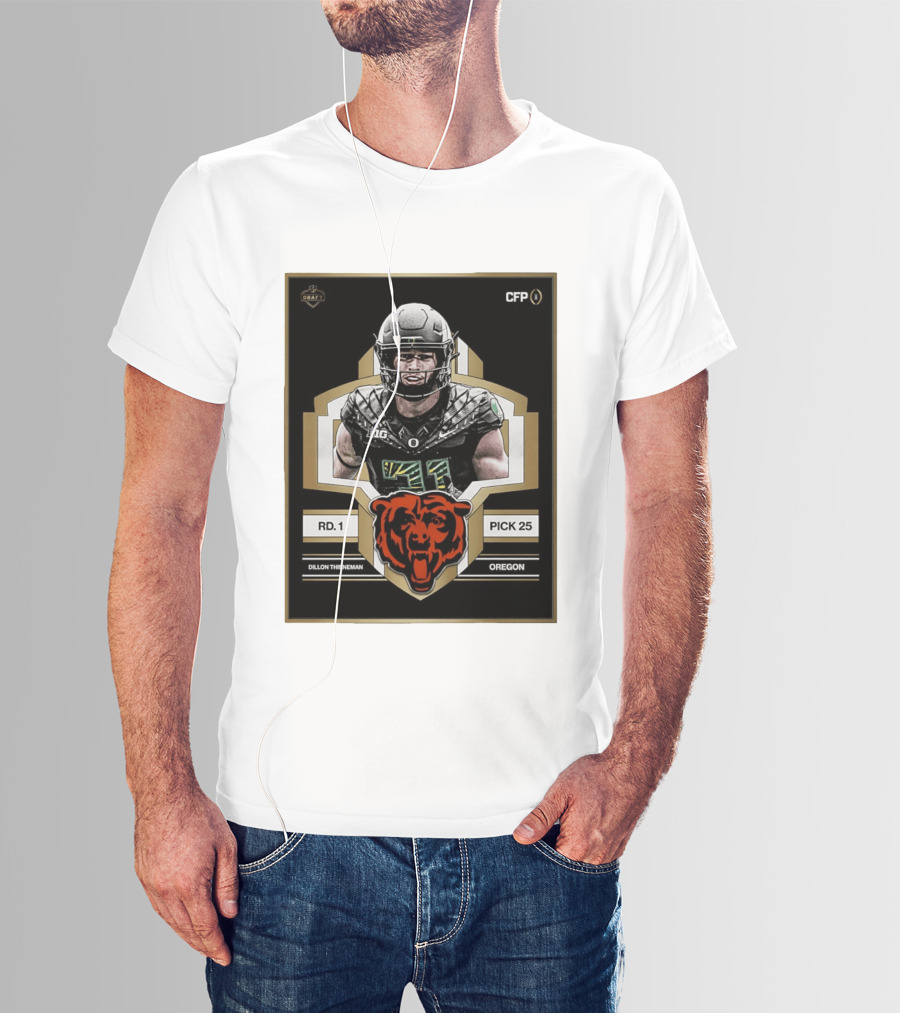 Dillon Thieneman RD 1 Pick 25 Oregon Chicago Bears 2026 Draft CFP T-Shirt