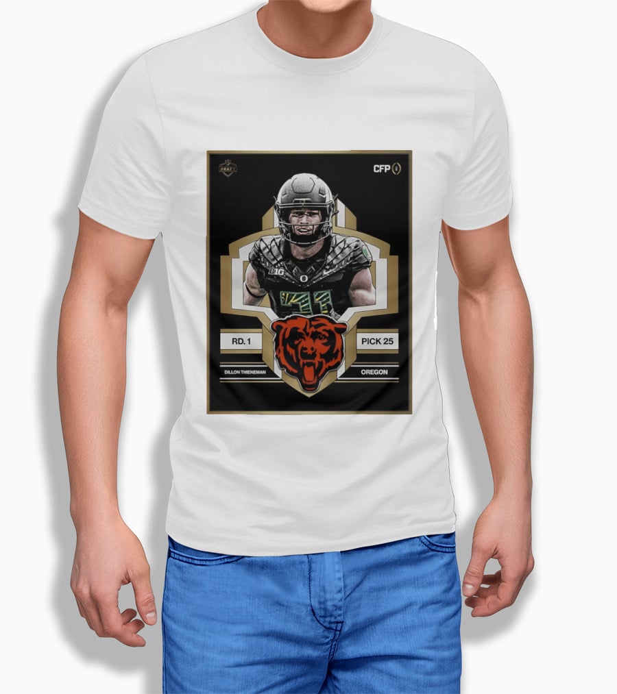 Dillon Thieneman RD 1 Pick 25 Oregon Chicago Bears 2026 Draft CFP T-Shirt