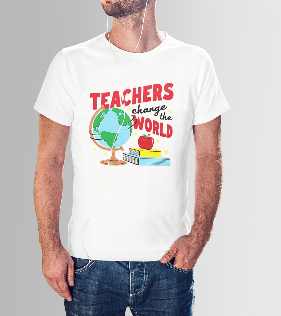 Teachers Change The World Globe Book Apple T-Shirt
