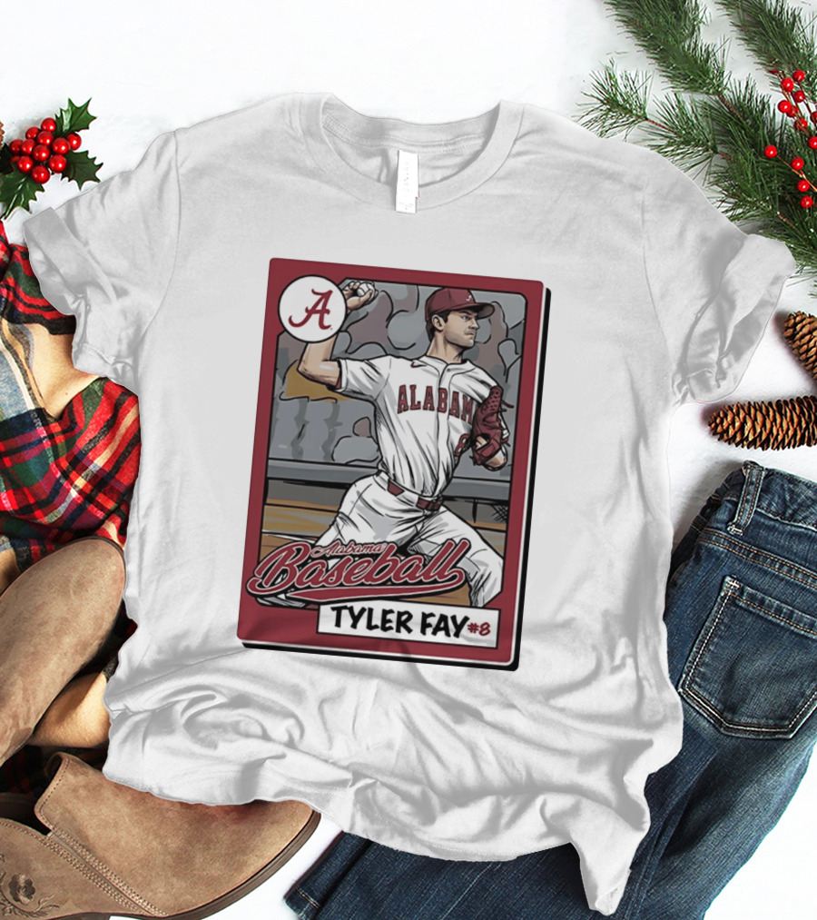 Alabama Crimson Tide Baseball Tyler Fay #8 Cartoon Card T-Shirt