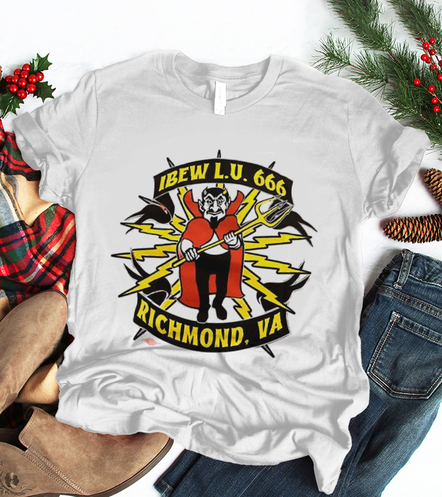 IBEW LU 666 Richmond VA Devil With Pitchfork And Lightning Bolts T-Shirt
