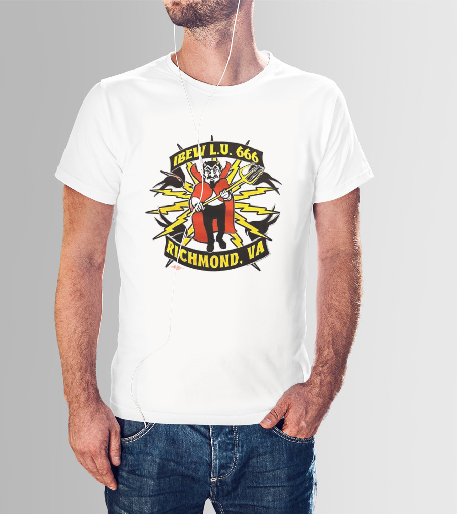 IBEW LU 666 Richmond VA Devil With Pitchfork And Lightning Bolts T-Shirt