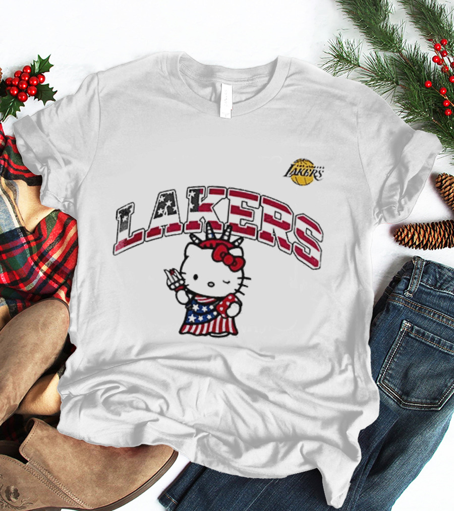 Los Angeles Lakers Hello Kitty Independence Day 1776 Celebration T-Shirt