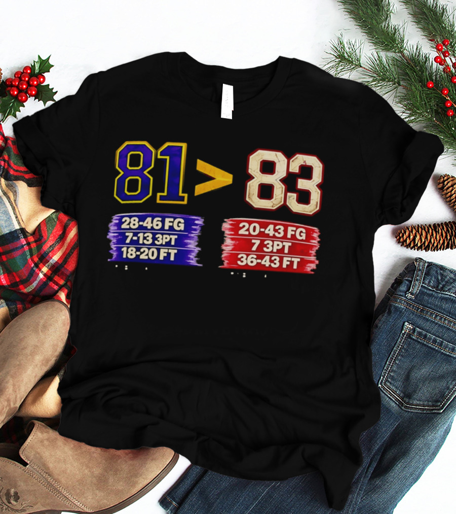 81 Vs 83 Basketball Stats FG 3PT FT Comparison T-Shirt