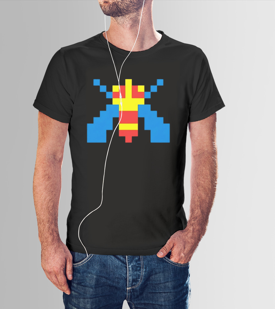Galaga Alien Sprite Pixelated Retro Video Game T-Shirt