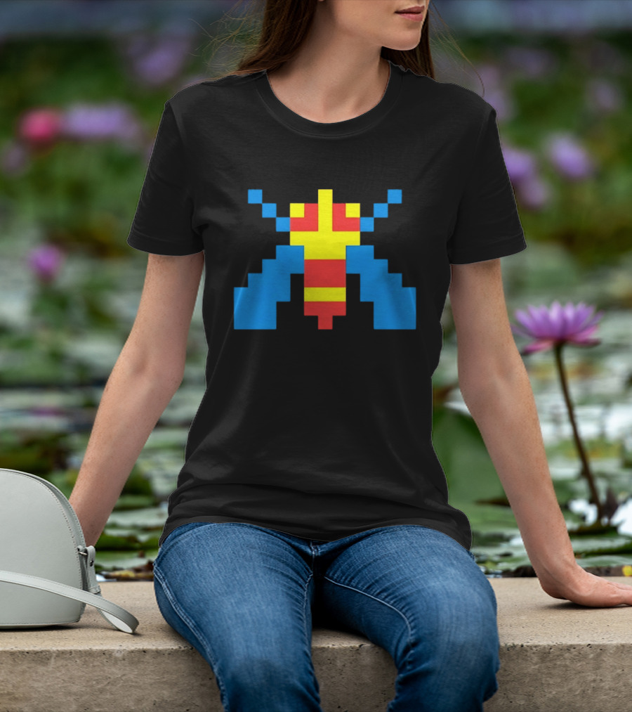 Galaga Alien Sprite Pixelated Retro Video Game T-Shirt