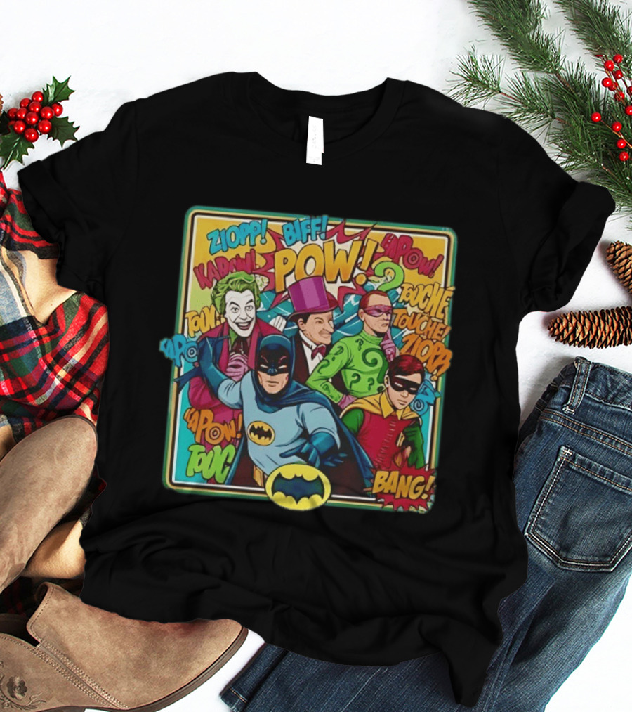 Batman Holy 50 Years POW BANG Joker Riddler Robin Comic T-Shirt