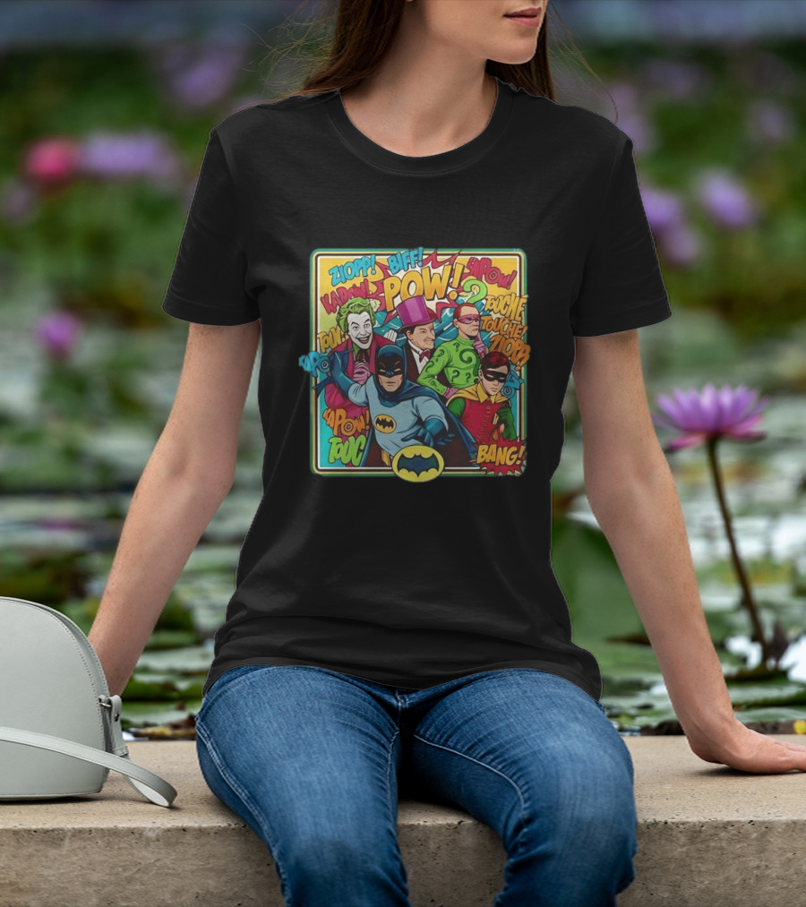 Batman Holy 50 Years POW BANG Joker Riddler Robin Comic T-Shirt