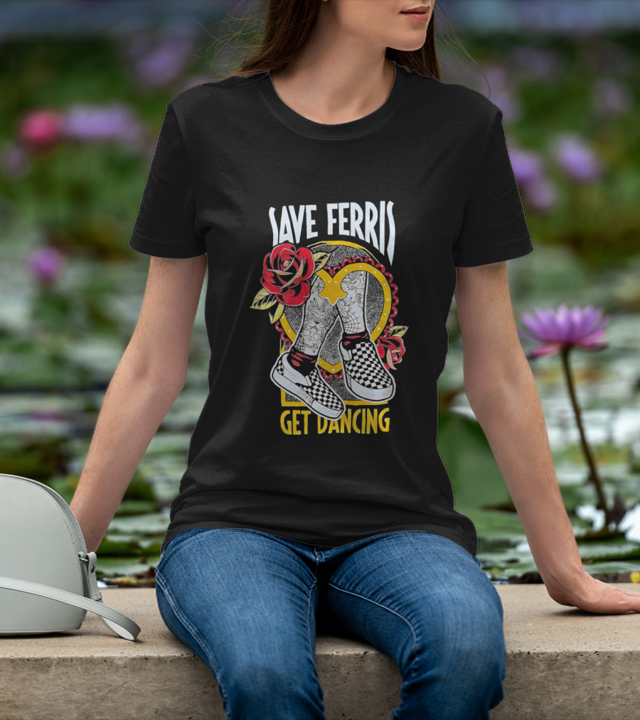 Save Ferris Get Dancing Checkered Shoes Rose T-Shirt