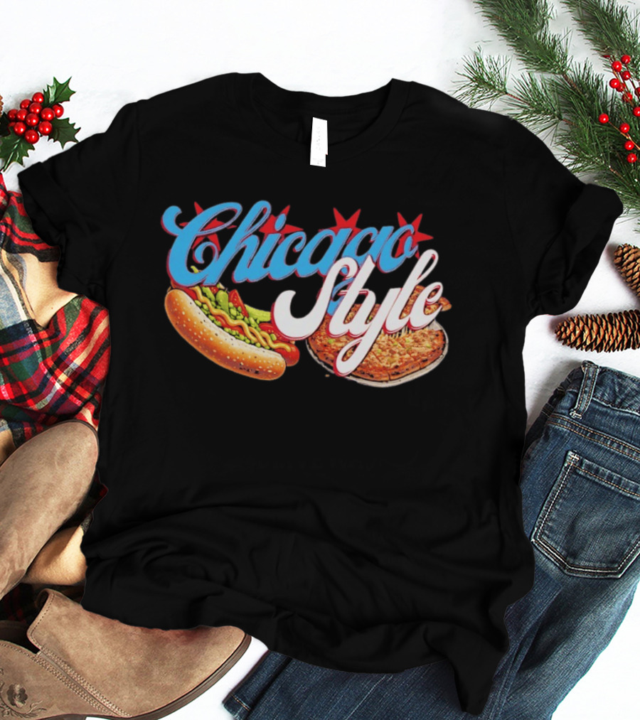 Chicago Style Hot Dog And Deep Dish Pizza T-Shirt