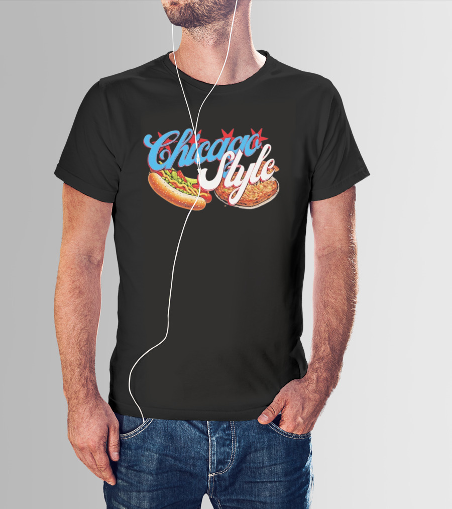 Chicago Style Hot Dog And Deep Dish Pizza T-Shirt