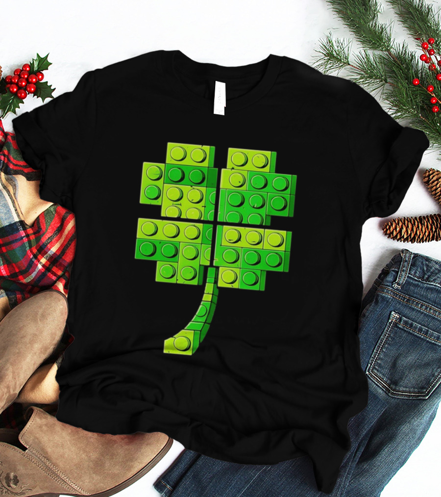 Shamrock Building Blocks Clover St Patrick's Day T-Shirt