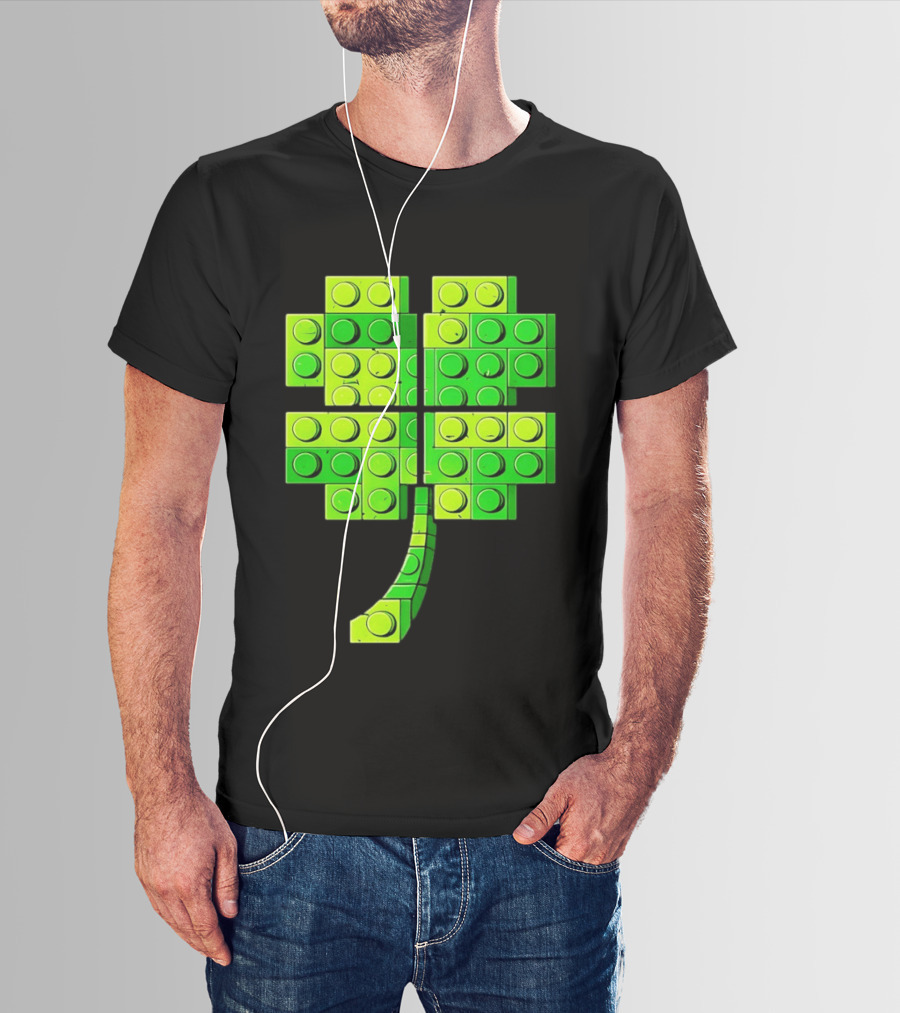 Shamrock Building Blocks Clover St Patrick's Day T-Shirt