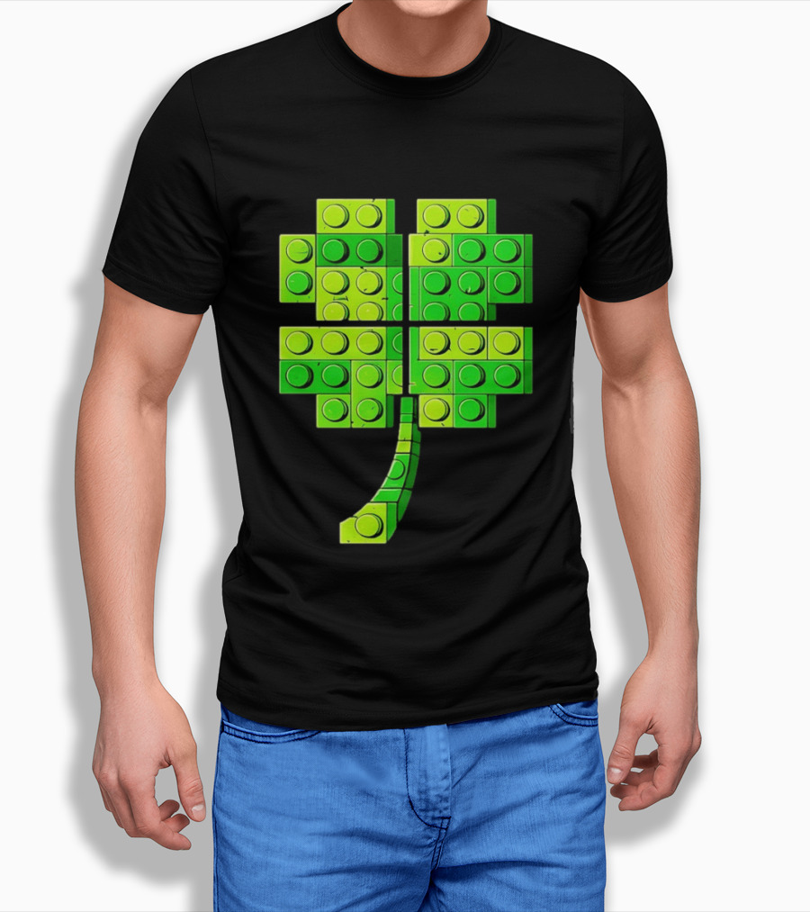 Shamrock Building Blocks Clover St Patrick's Day T-Shirt