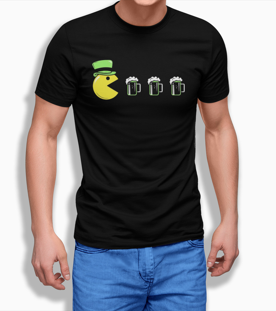 St Pacman's Day St Patrick's Day Beer And Classic Video Game Celebration T-Shirt
