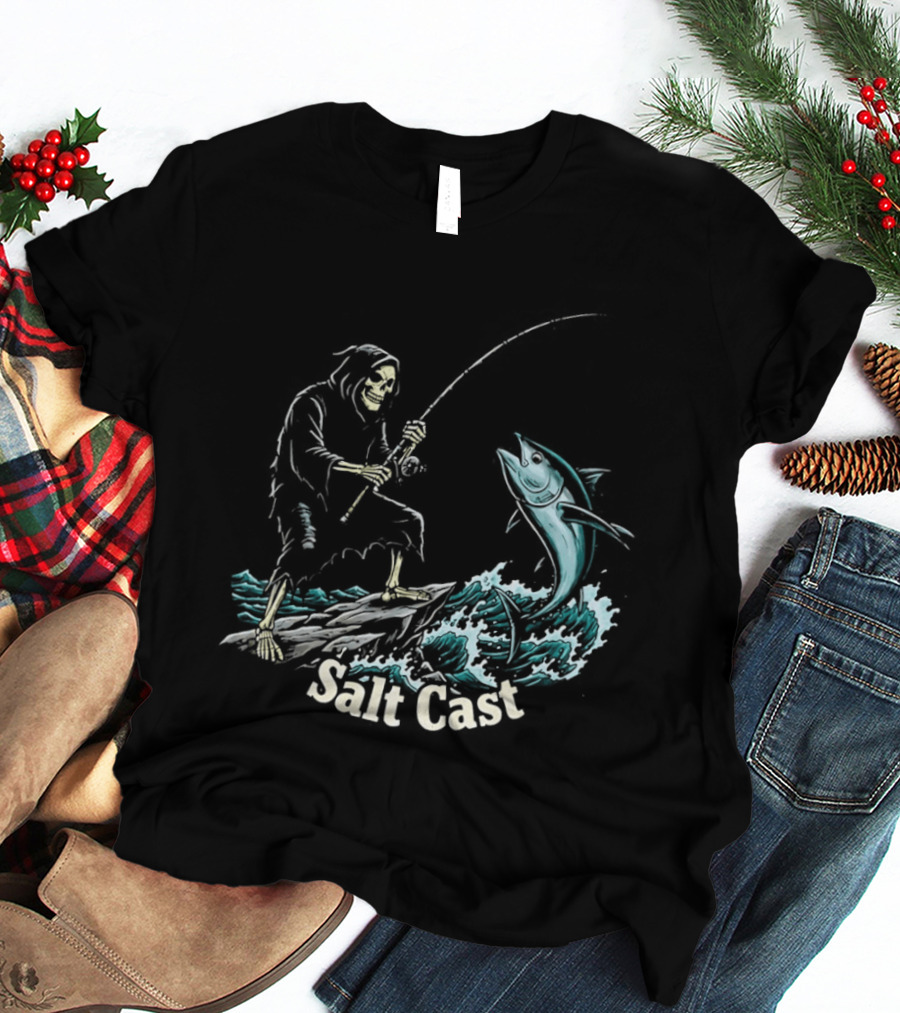 The Grim Reaper Fishing For Tuna On Sea Salt Cast T-Shirt