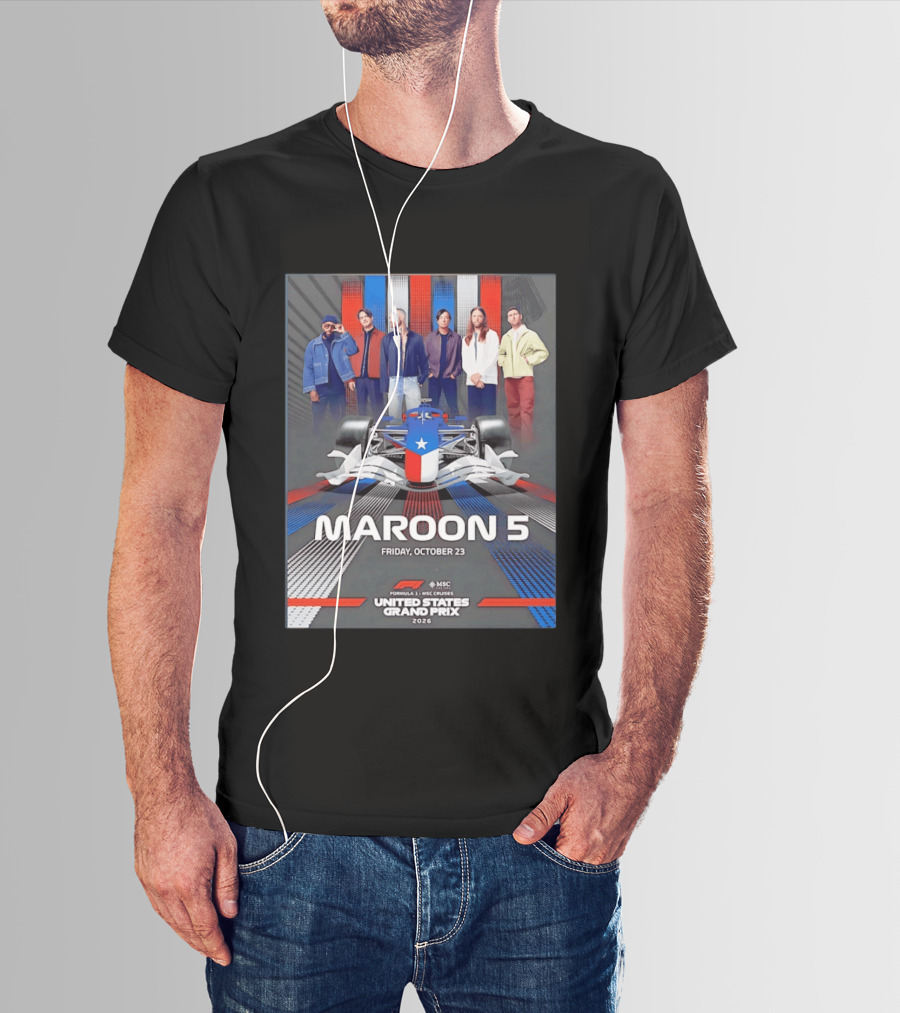 Maroon 5 Live Formula 1 MSC Cruises United States Grand Prix 2026 Friday October 23 T-Shirt