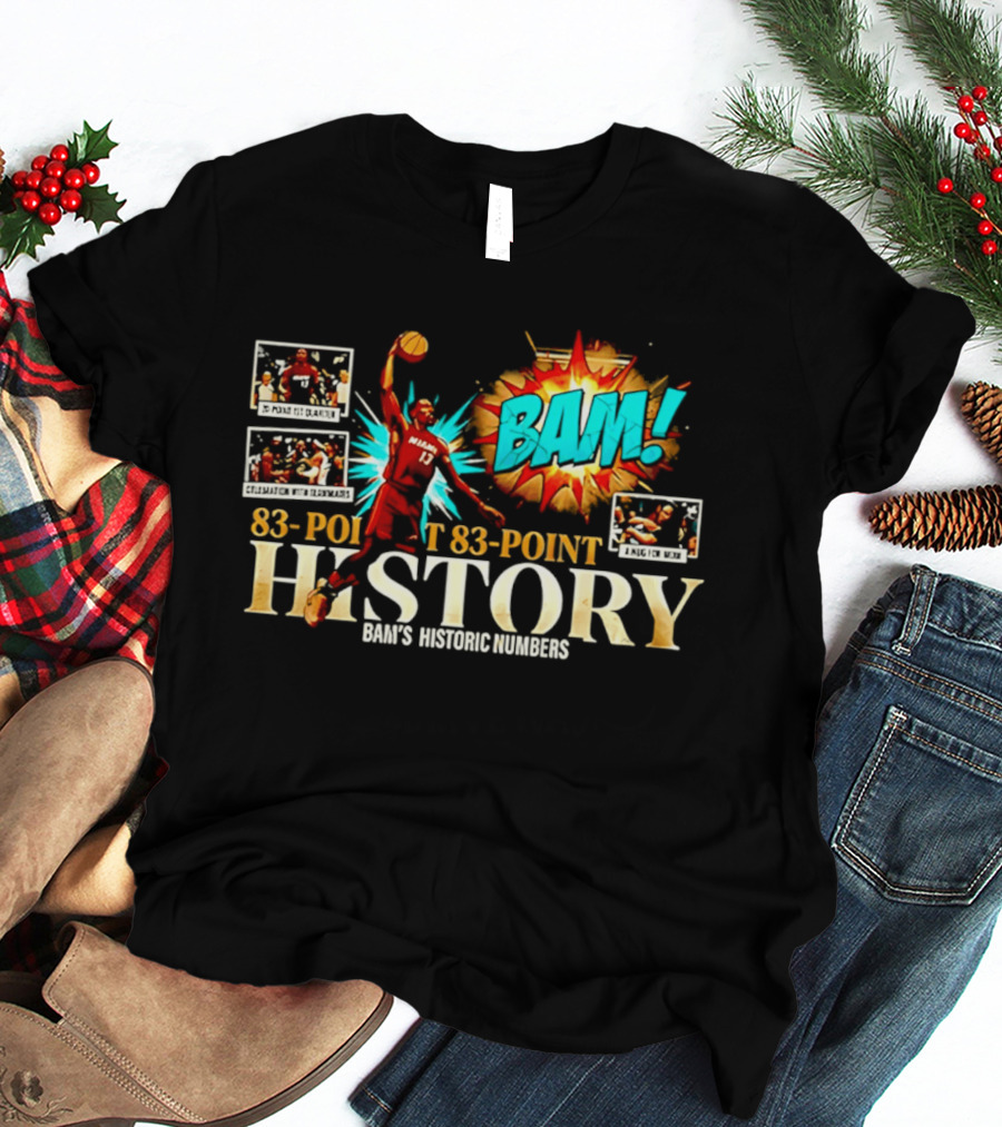 Miami Heat Bam Adebayo 83 Point History Bam's Historic Dunkers Comic T-Shirt