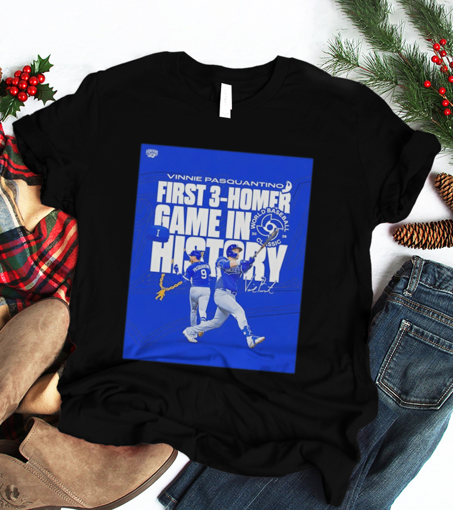Vinnie Pasquantino First 3 Homer Game World Baseball Classic 2026 History T-Shirt