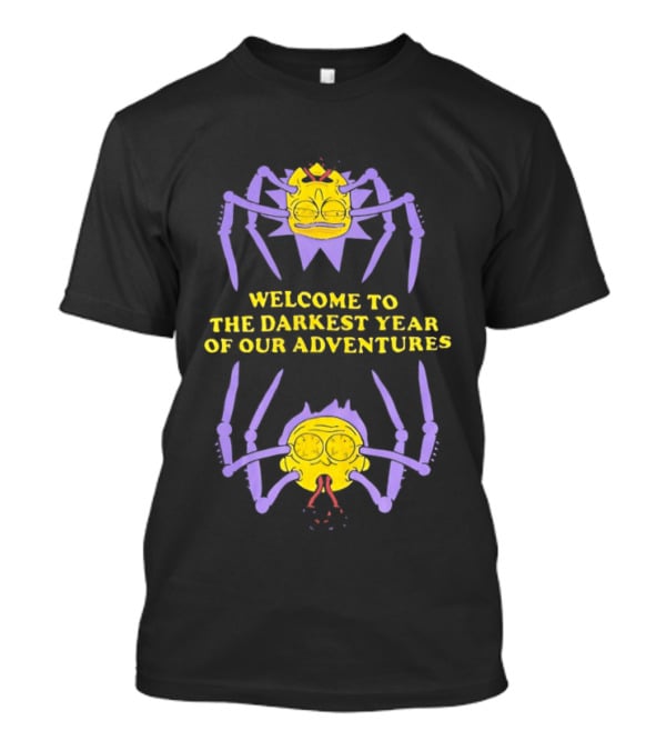 Welcome To The Darkest Year Of Our Adventures Purple And Yellow Cartoon Creatures T-Shirt