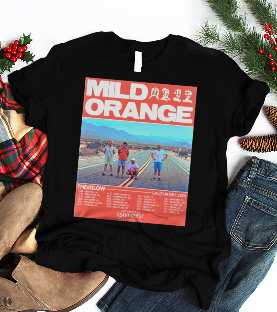 Mild Orange The Glow Tour UK Europe 2025 Dates Heavy Chest Support T-Shirt