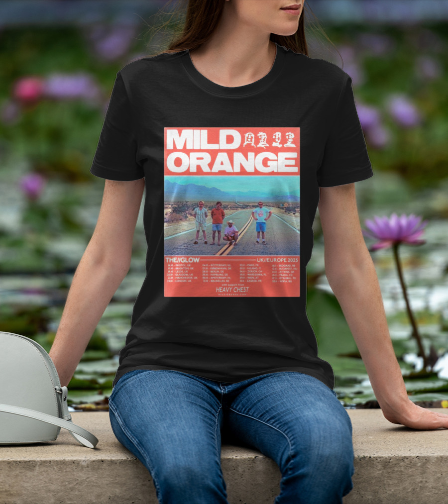 Mild Orange The Glow Tour UK Europe 2025 Dates Heavy Chest Support T-Shirt