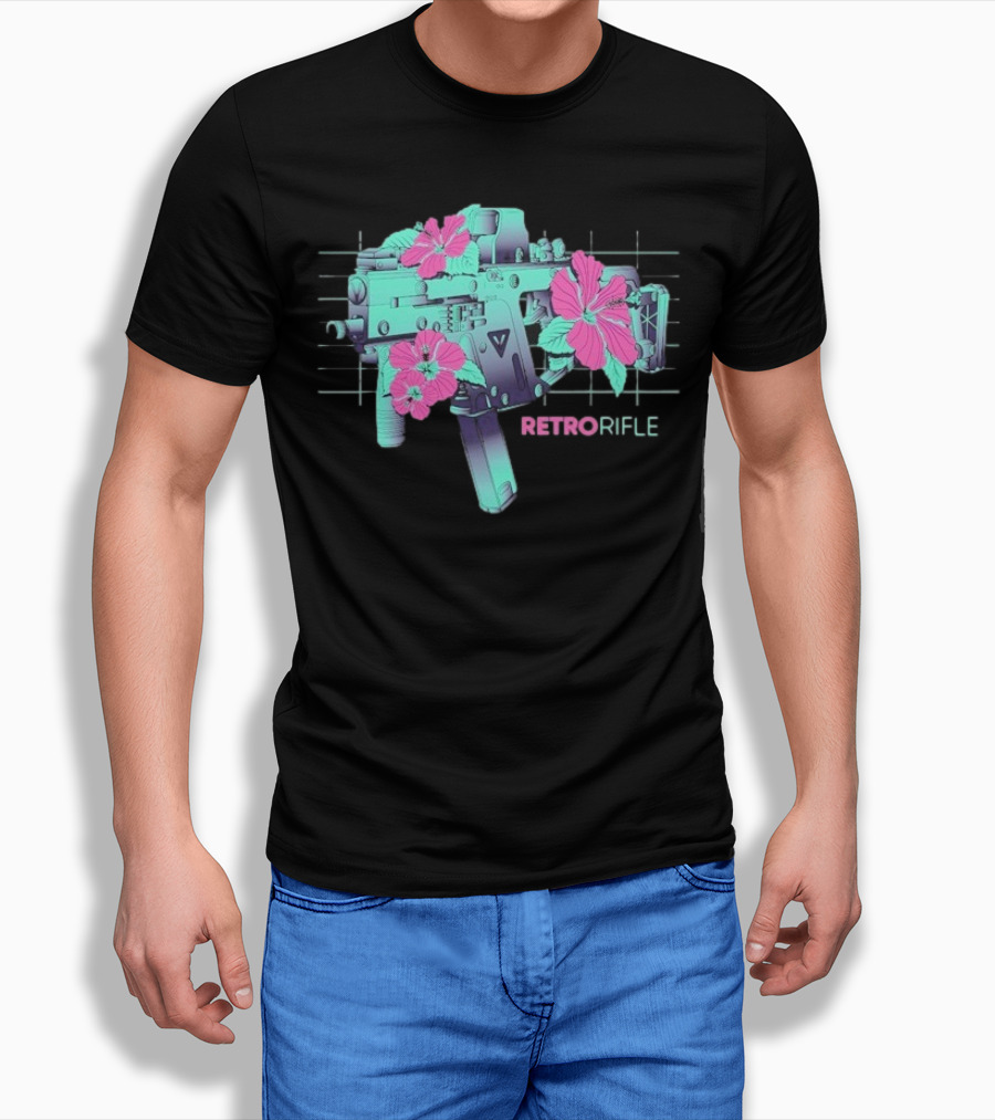 Retro Rifle Floral Fusion Blossoms T-Shirt
