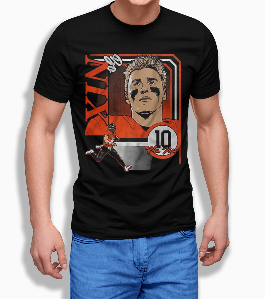 Bo Nix Number 10 Football Collage Frame Denver Broncos Elements T-Shirt