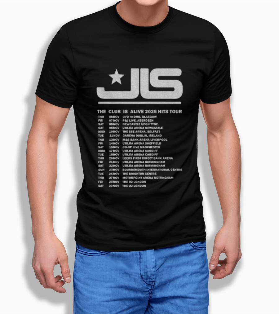 JLS The Club Is Alive 2025 Hits Tour Dates And Cities T-Shirt