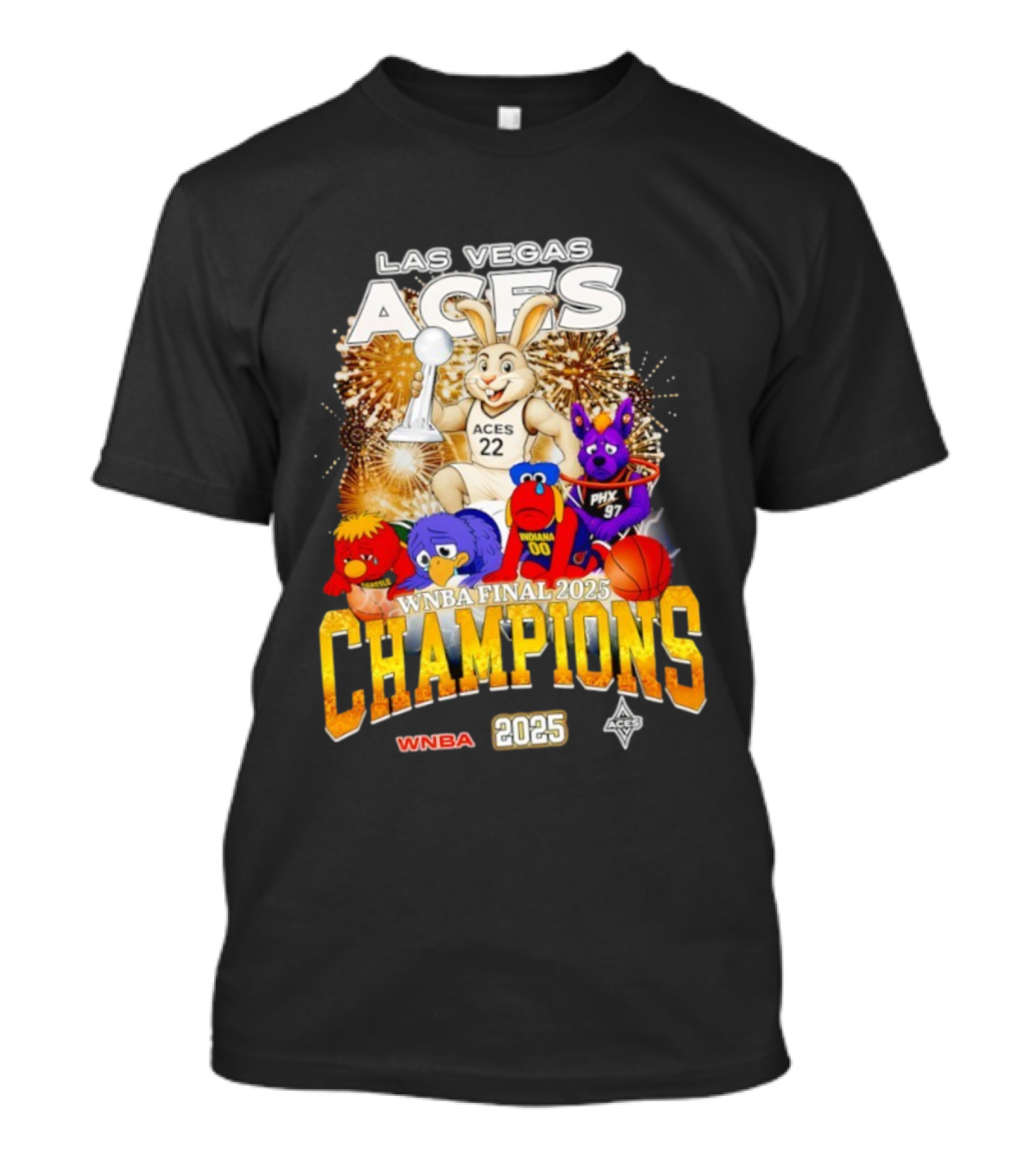 Las Vegas Aces 2025 WNBA Final Champions Phoenix Indiana Seattle Mascot T-Shirt