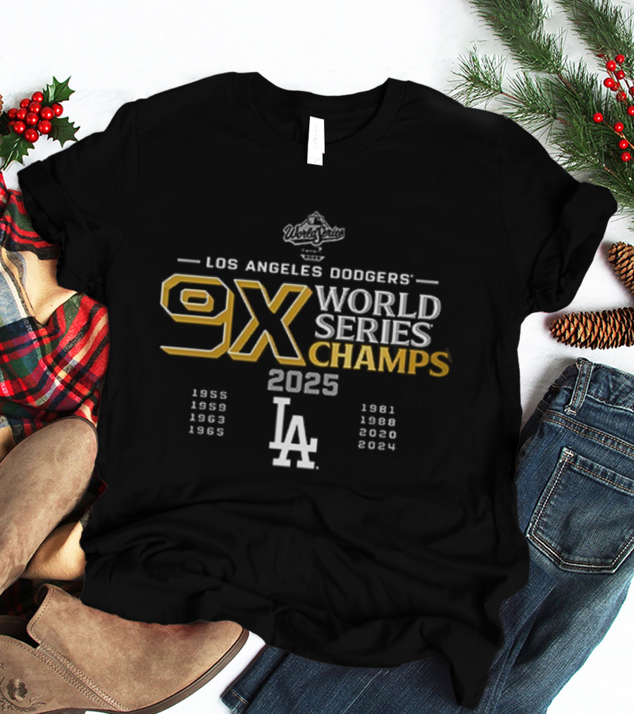 Los Angeles Dodgers 9X World Series Champs 2025 T-Shirt