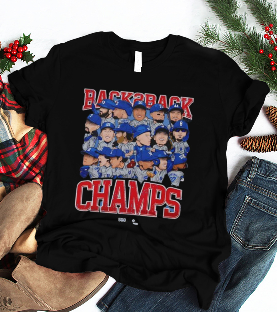 Back2Back Champs Los Angeles Dodgers Players 50th Anniversary T-Shirt