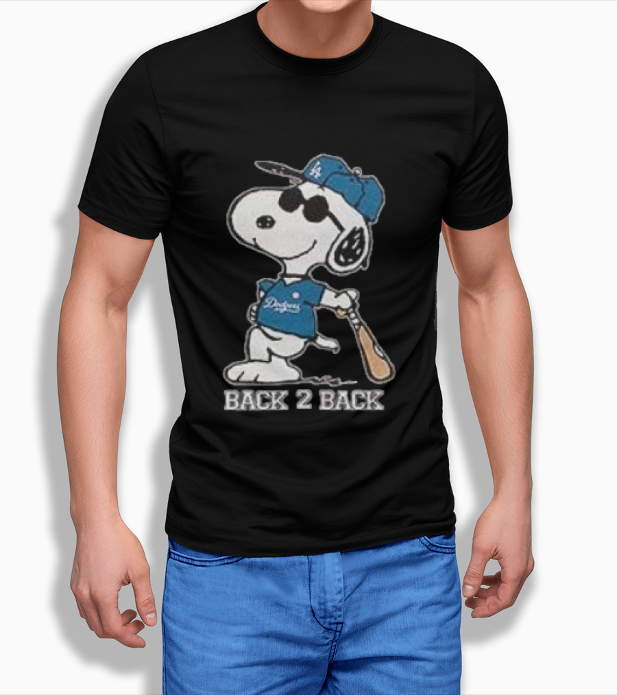 Snoopy Dodgers Back 2 Back Baseball Champion T-Shirt